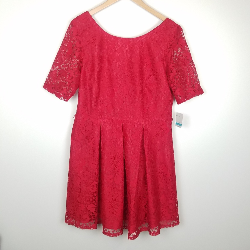 Danny and Nicole Red Lace Skater Dress size 16